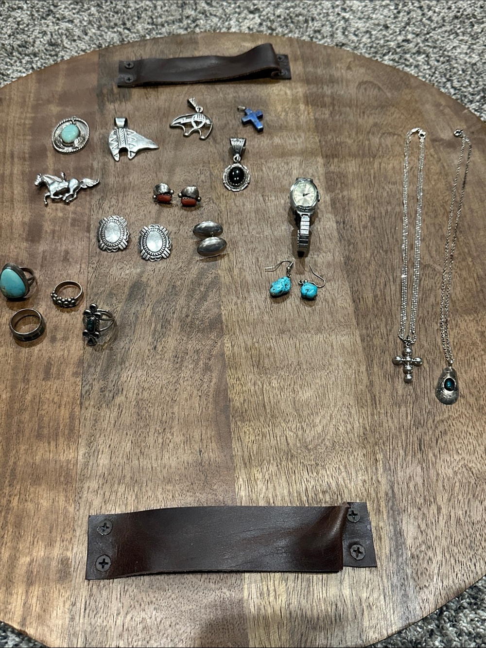 Sterling Silver & Turquoise Jewelry Lot - Rings, Earrings, Pendants-vintage